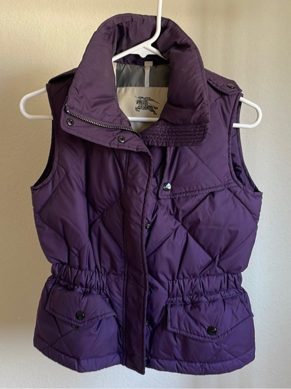 Burberry London Goose Down Quilted Purple Puffer Vest size medium